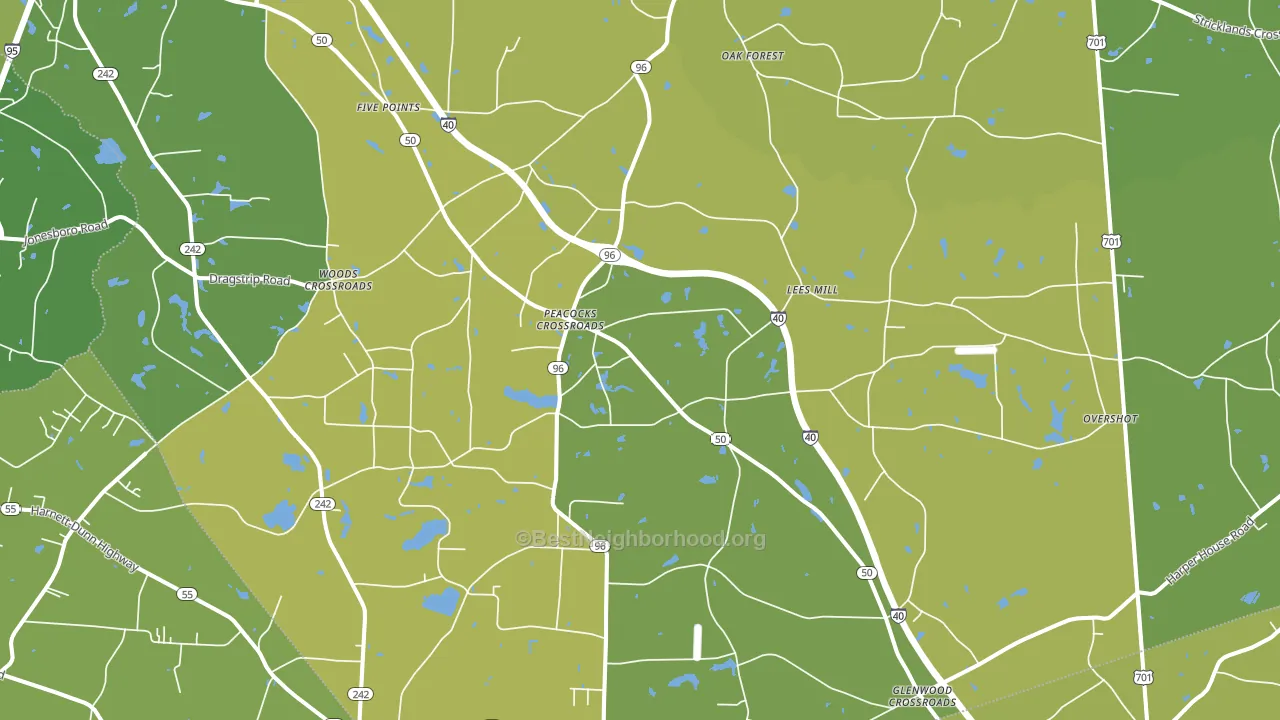 Peacocks Crossroads, NC block-group voter-turnout map