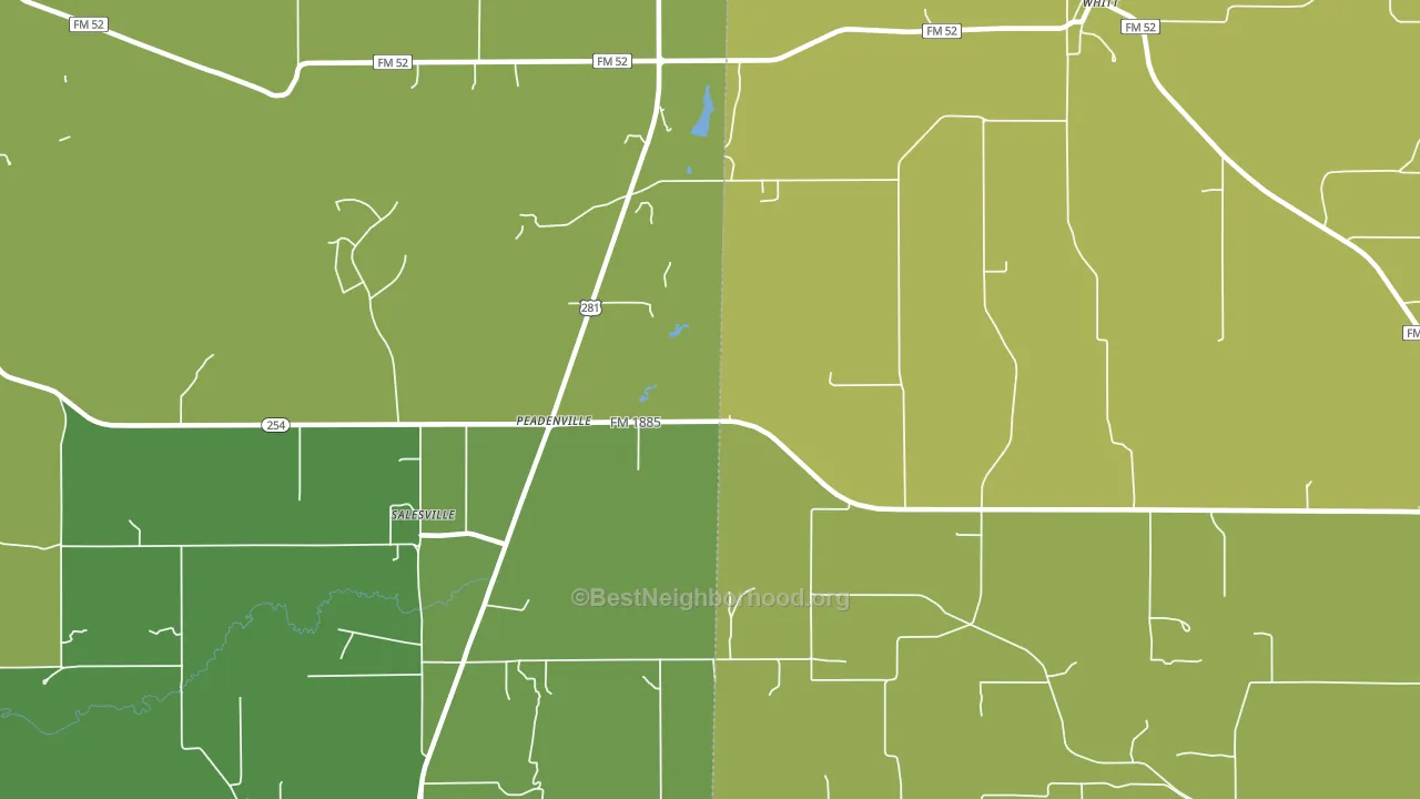 Peadenville, TX block-group voter-turnout map