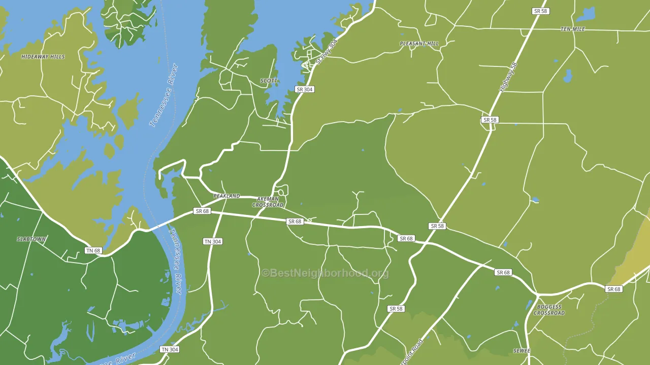 Peakland, TN block-group voter-turnout map