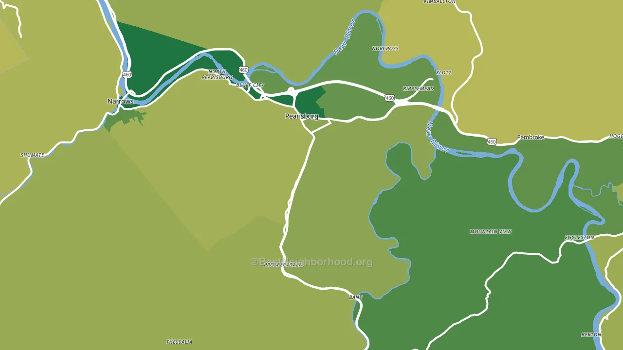 Pearisburg, VA block-group voter-turnout map