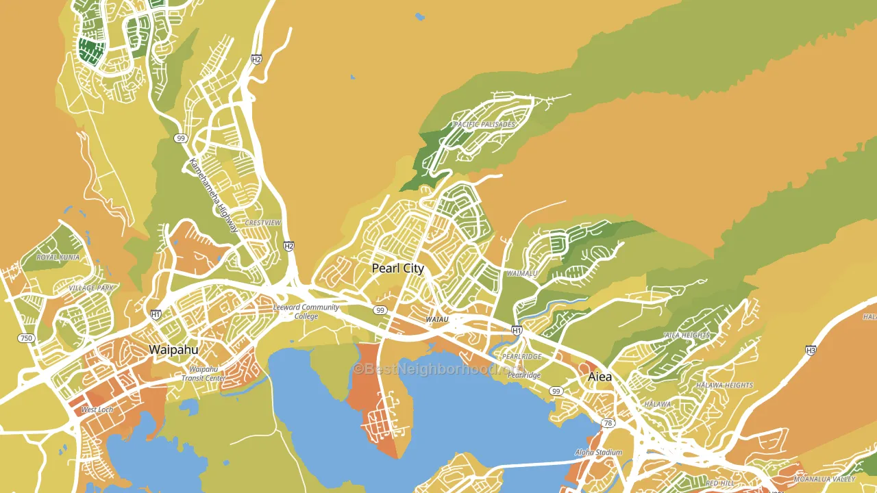 Pearl City, HI block-group voter-turnout map