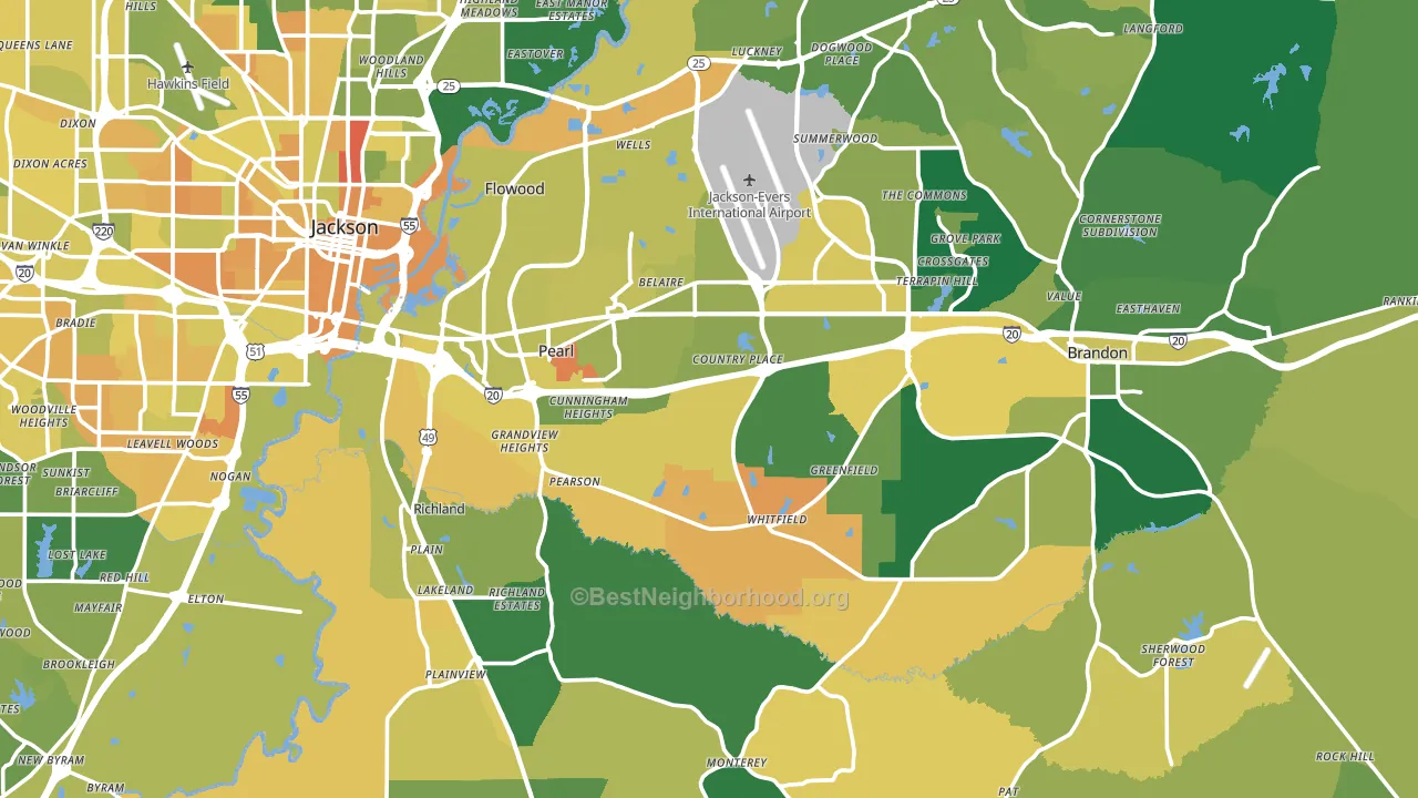 Pearl, MS block-group voter-turnout map