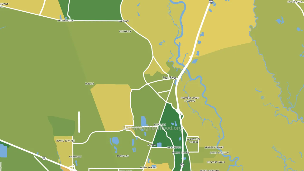 Pearl River, LA block-group voter-turnout map