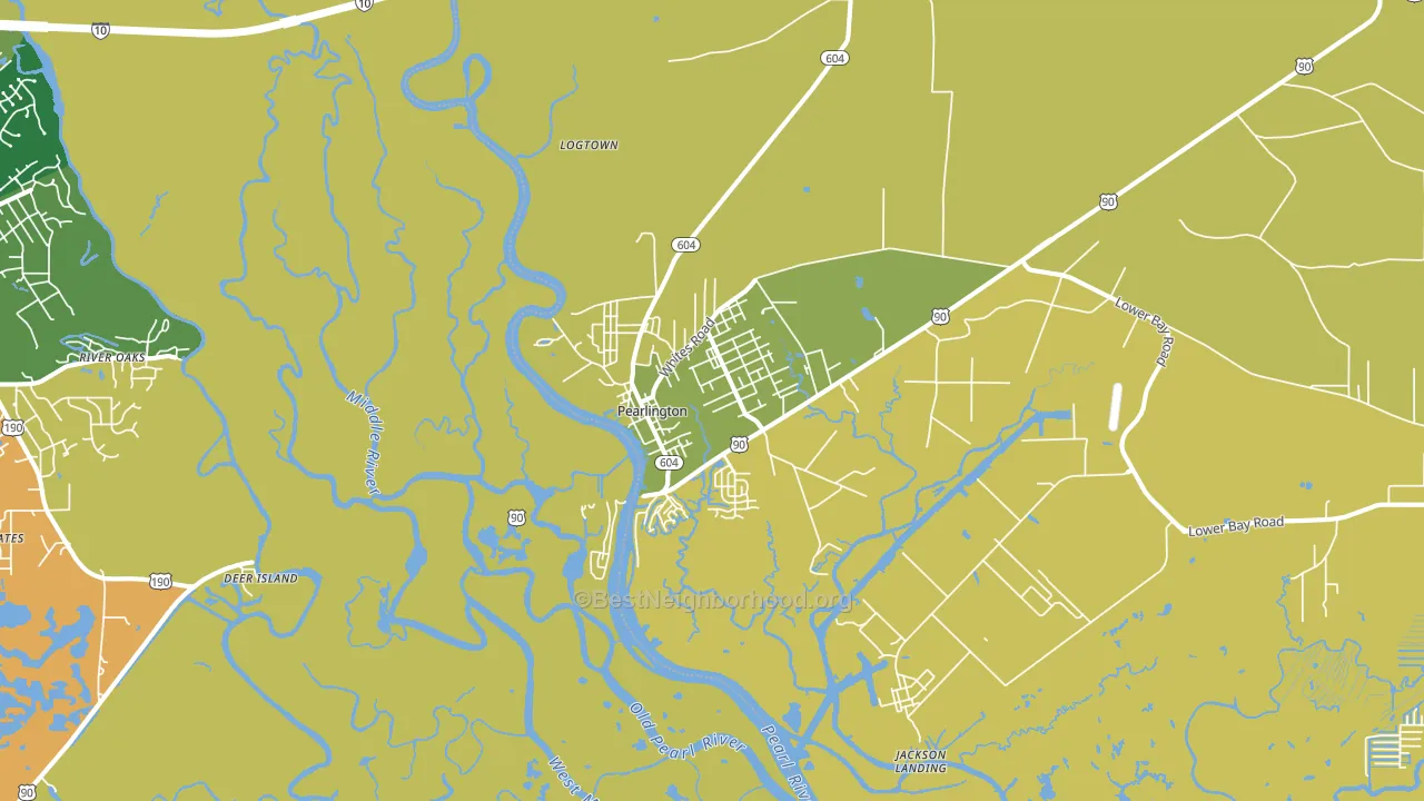 Pearlington, MS block-group voter-turnout map