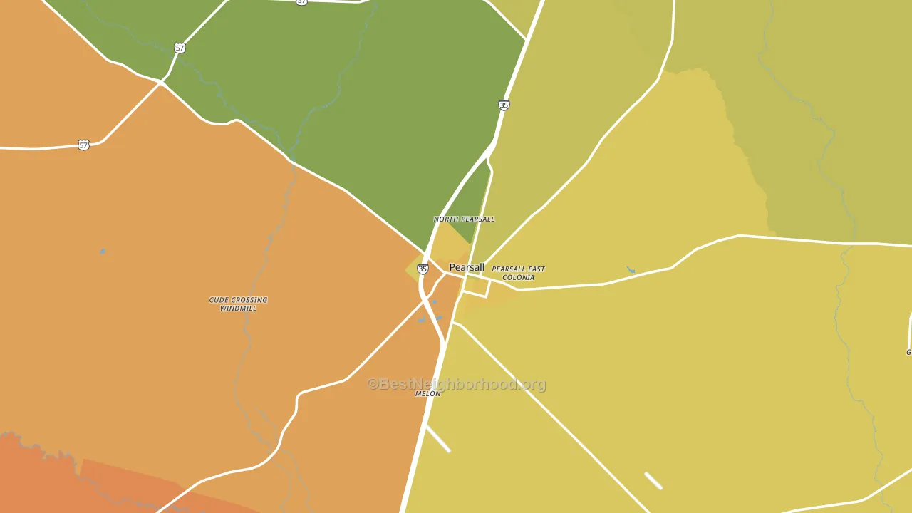 Pearsall, TX block-group voter-turnout map