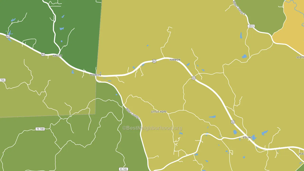 Pearson, AL block-group voter-turnout map