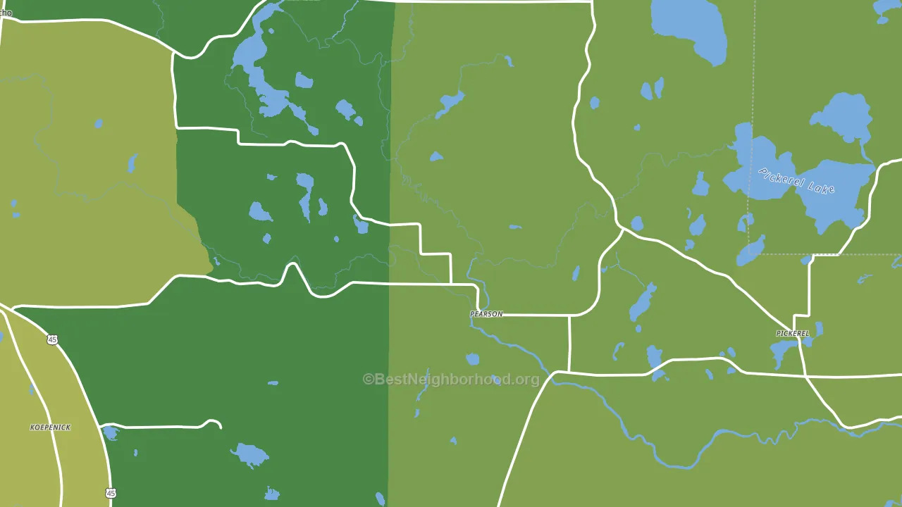 Pearson, WI block-group voter-turnout map