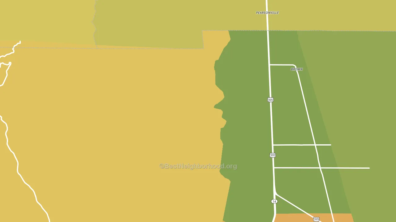 Pearsonville, CA block-group voter-turnout map