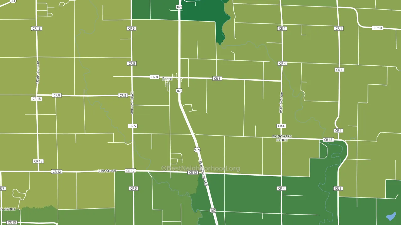Pease, MN block-group voter-turnout map