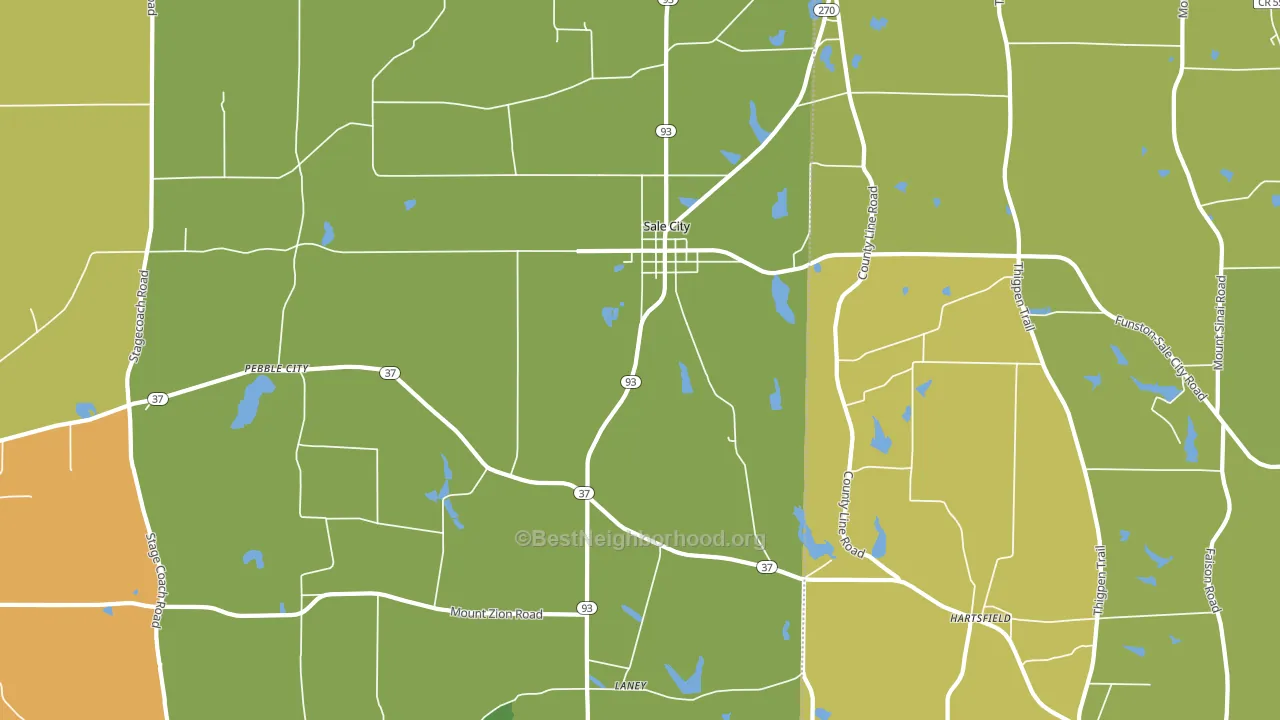 Pebble City, GA block-group voter-turnout map