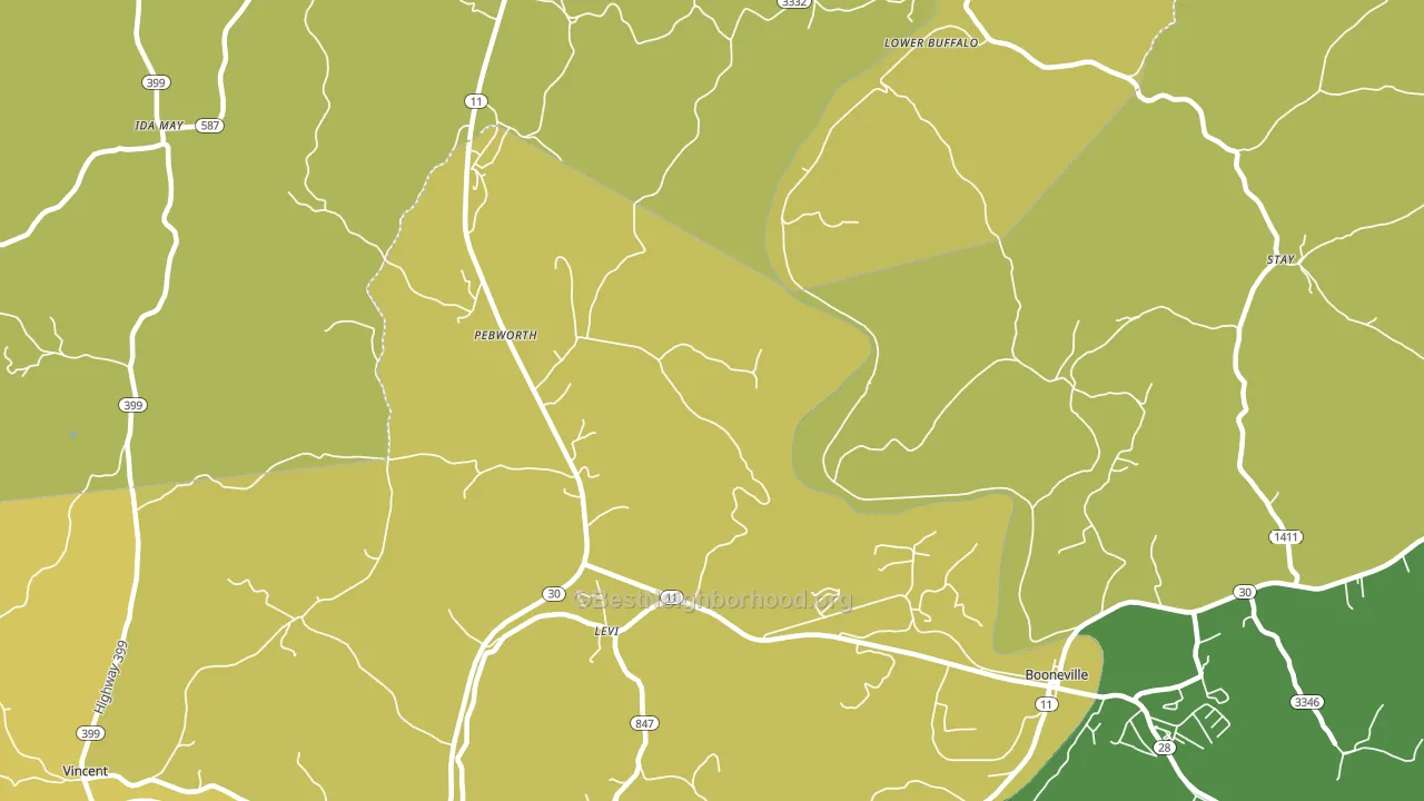 Pebworth, KY block-group voter-turnout map