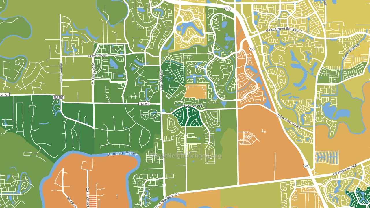 Pecan Grove, TX block-group voter-turnout map