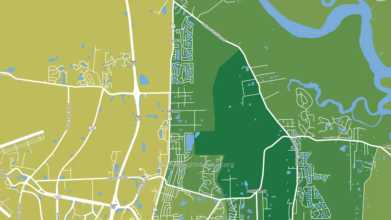 Pecan Park, Jacksonville, FL block-group voter-turnout map
