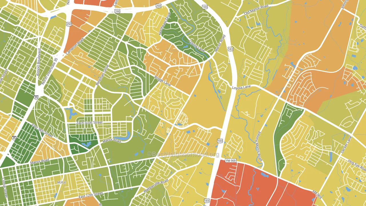 Pecan Springs Springdale, Austin, TX block-group voter-turnout map
