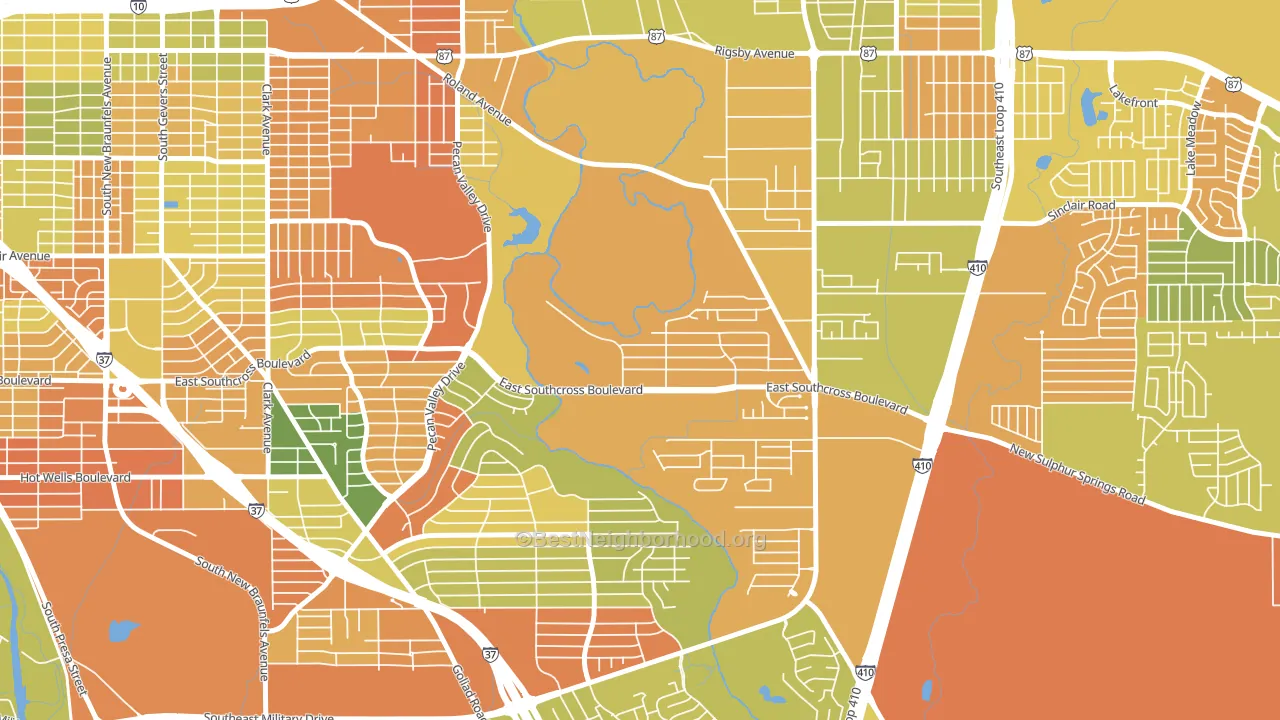 Pecan Valley, San Antonio, TX block-group voter-turnout map