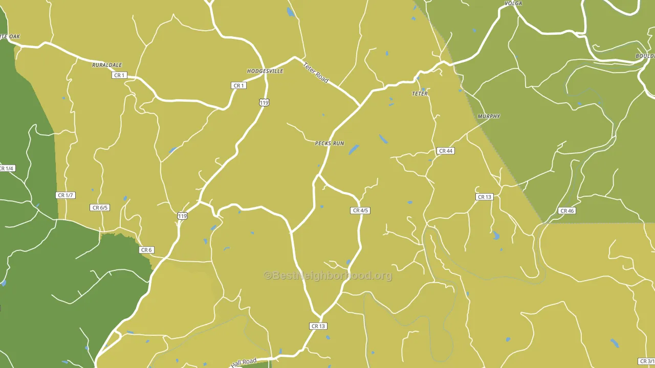 Pecks Run, WV block-group voter-turnout map
