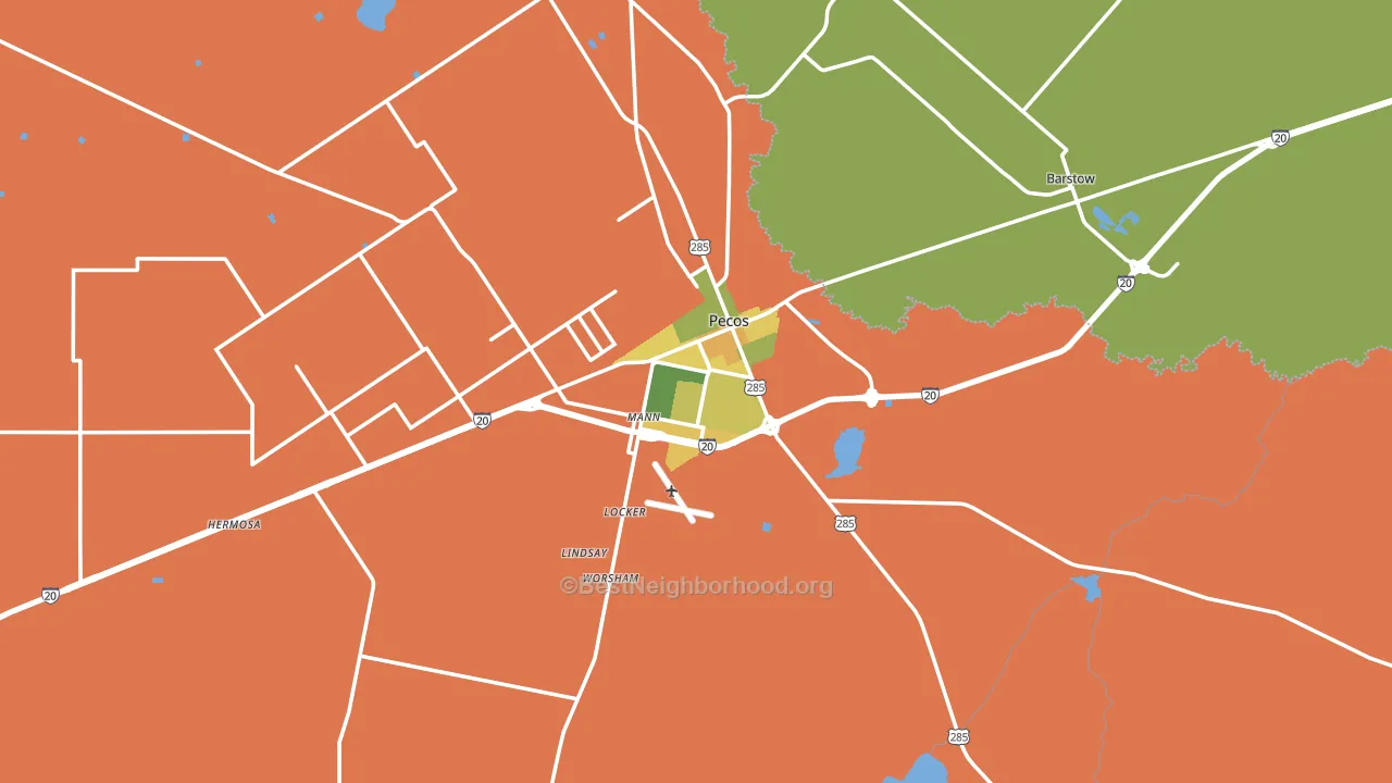 Pecos, TX block-group voter-turnout map