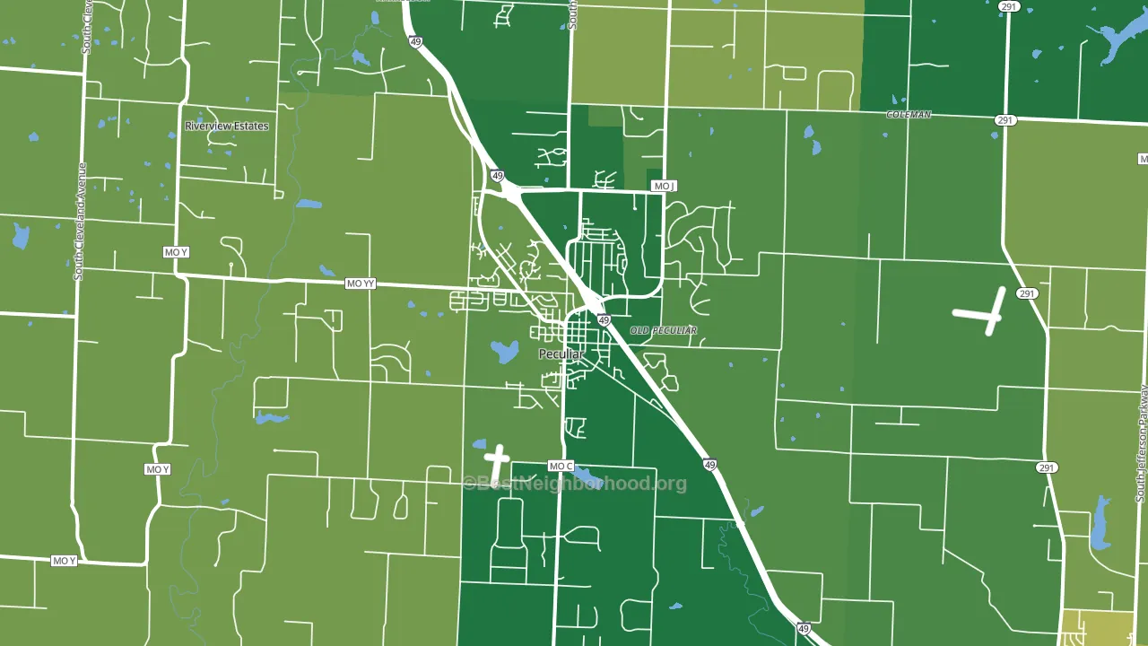 Peculiar, MO block-group voter-turnout map