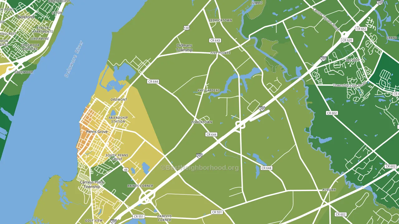 Pedricktown, NJ block-group voter-turnout map