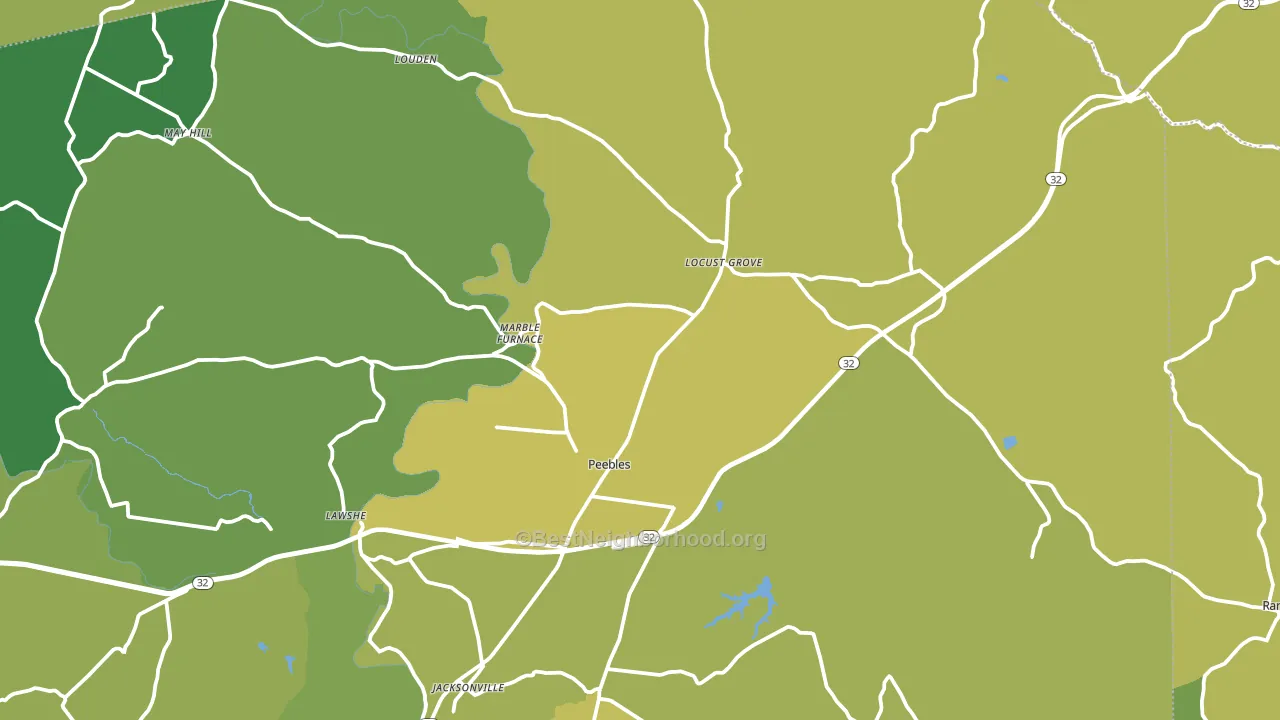 Peebles, OH block-group voter-turnout map