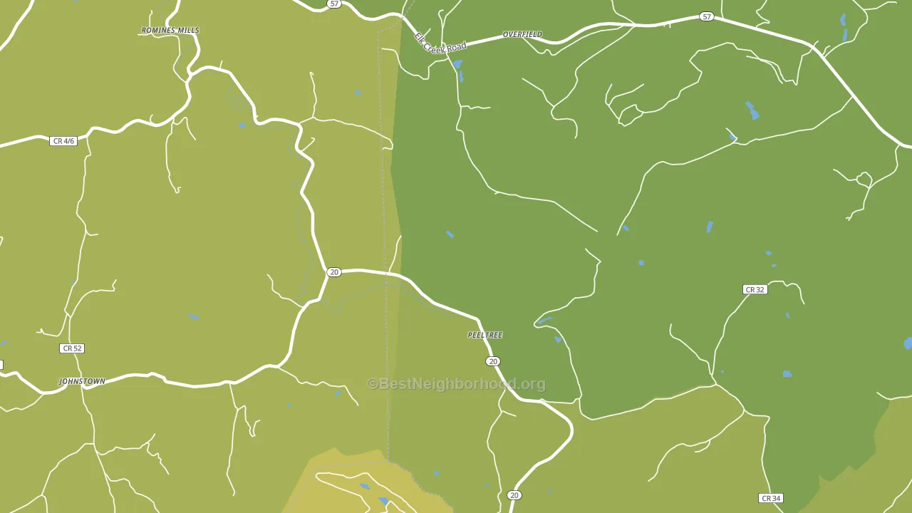 Peeltree, WV block-group voter-turnout map