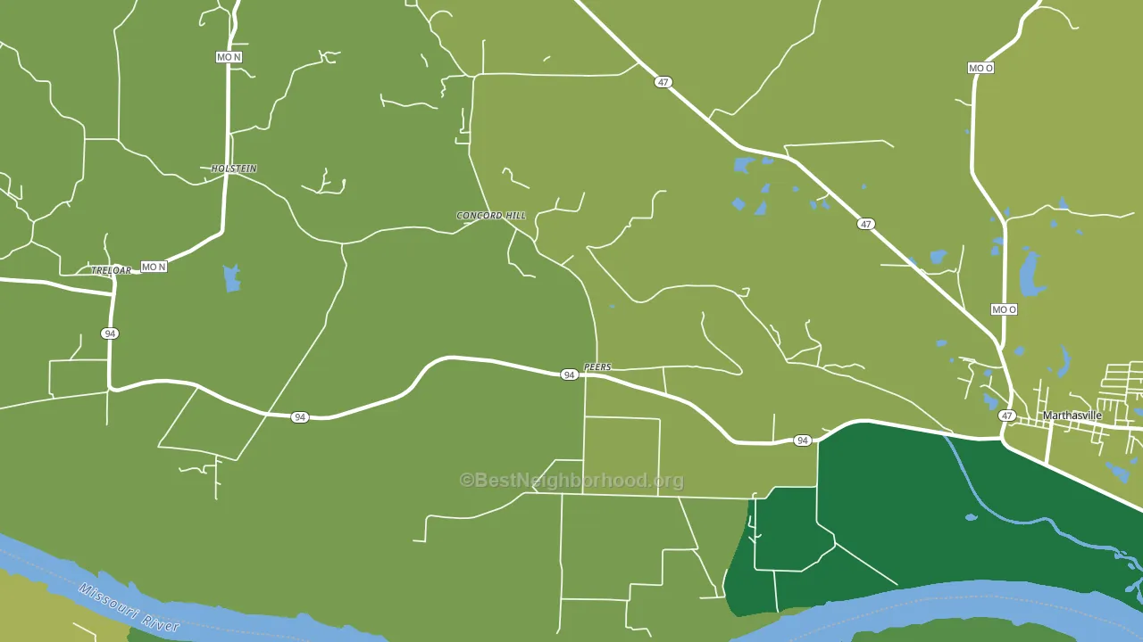 Peers, MO block-group voter-turnout map