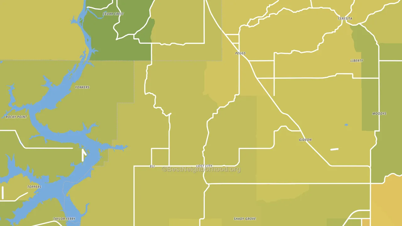 Peggs, OK block-group voter-turnout map