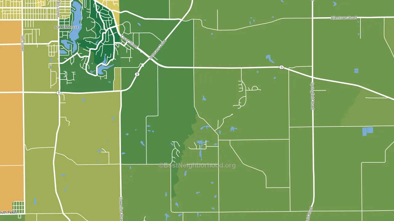 Pekin Heights, IL block-group voter-turnout map