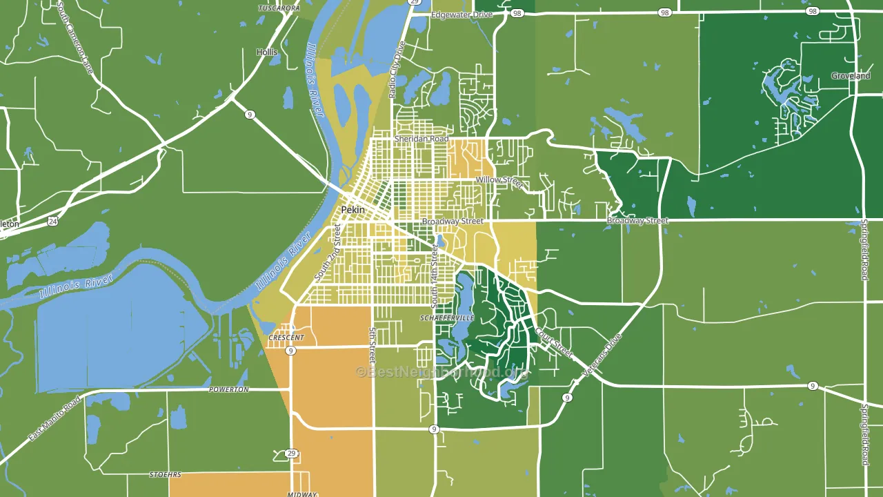 Pekin, IL block-group voter-turnout map