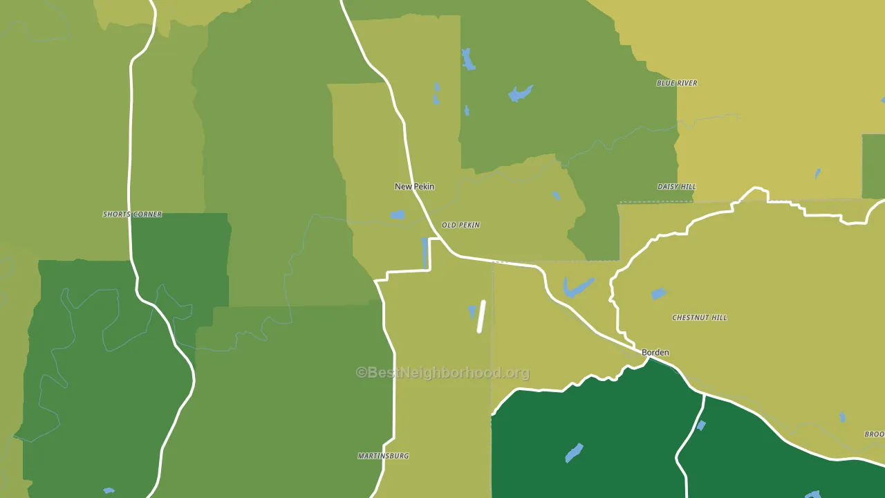Pekin, IN block-group voter-turnout map