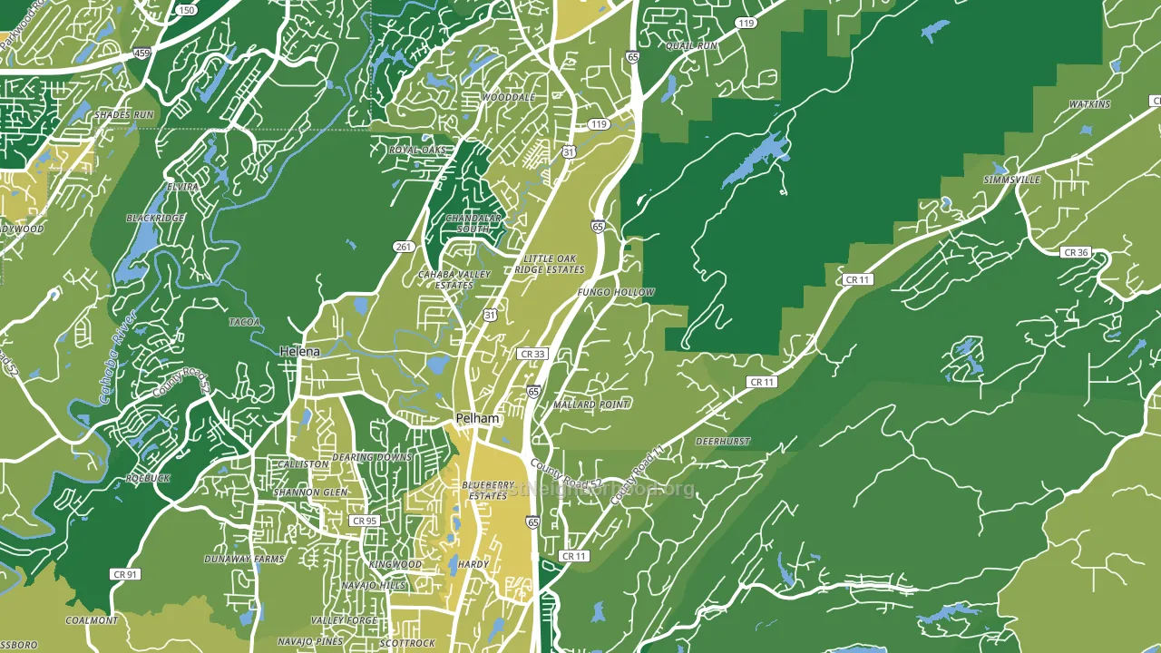 Pelham, AL block-group voter-turnout map