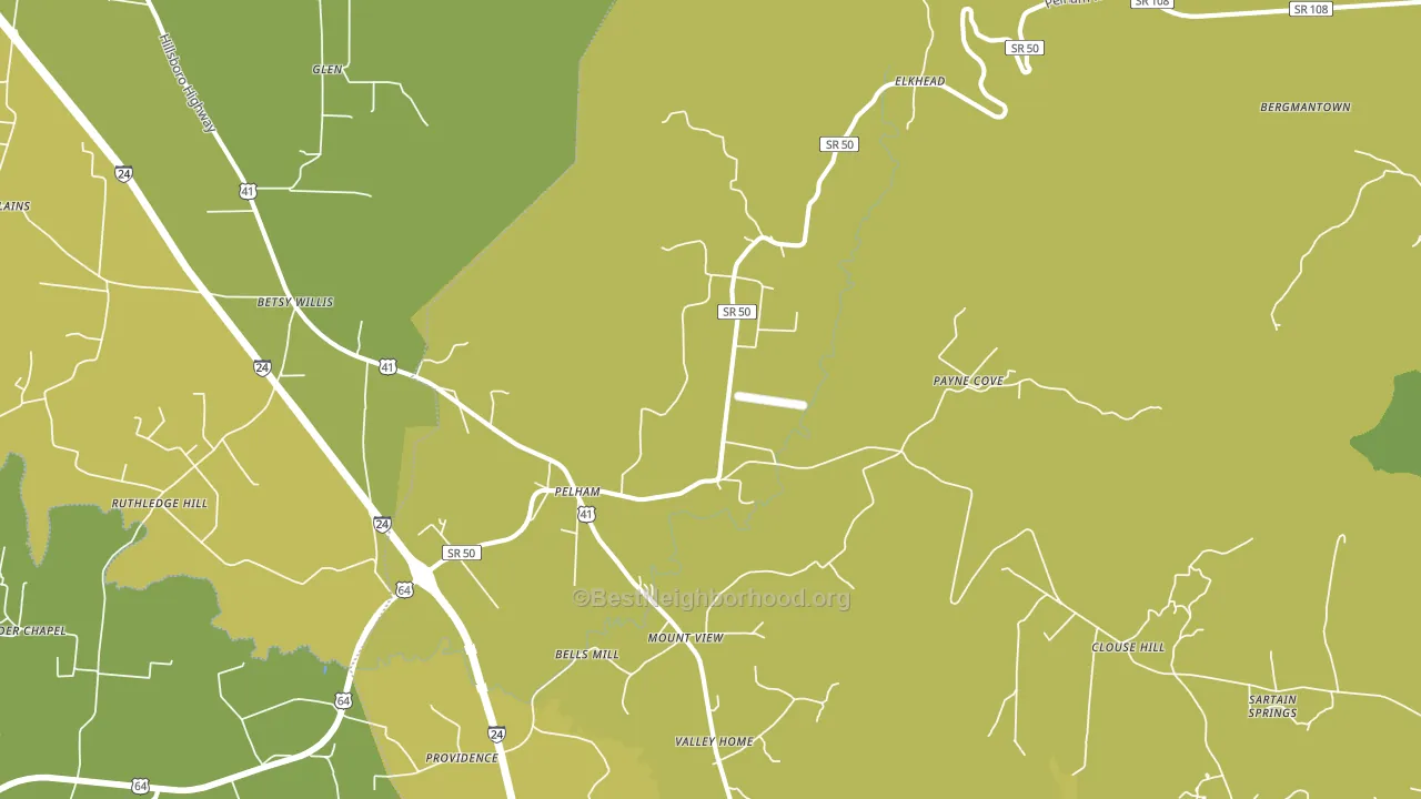 Pelham, TN block-group voter-turnout map