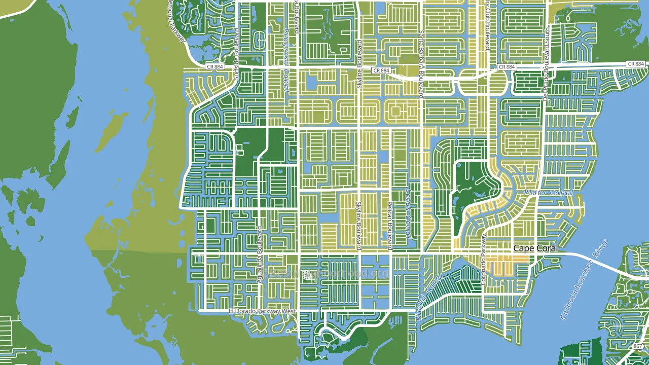 Pelican, Cape Coral, FL block-group voter-turnout map