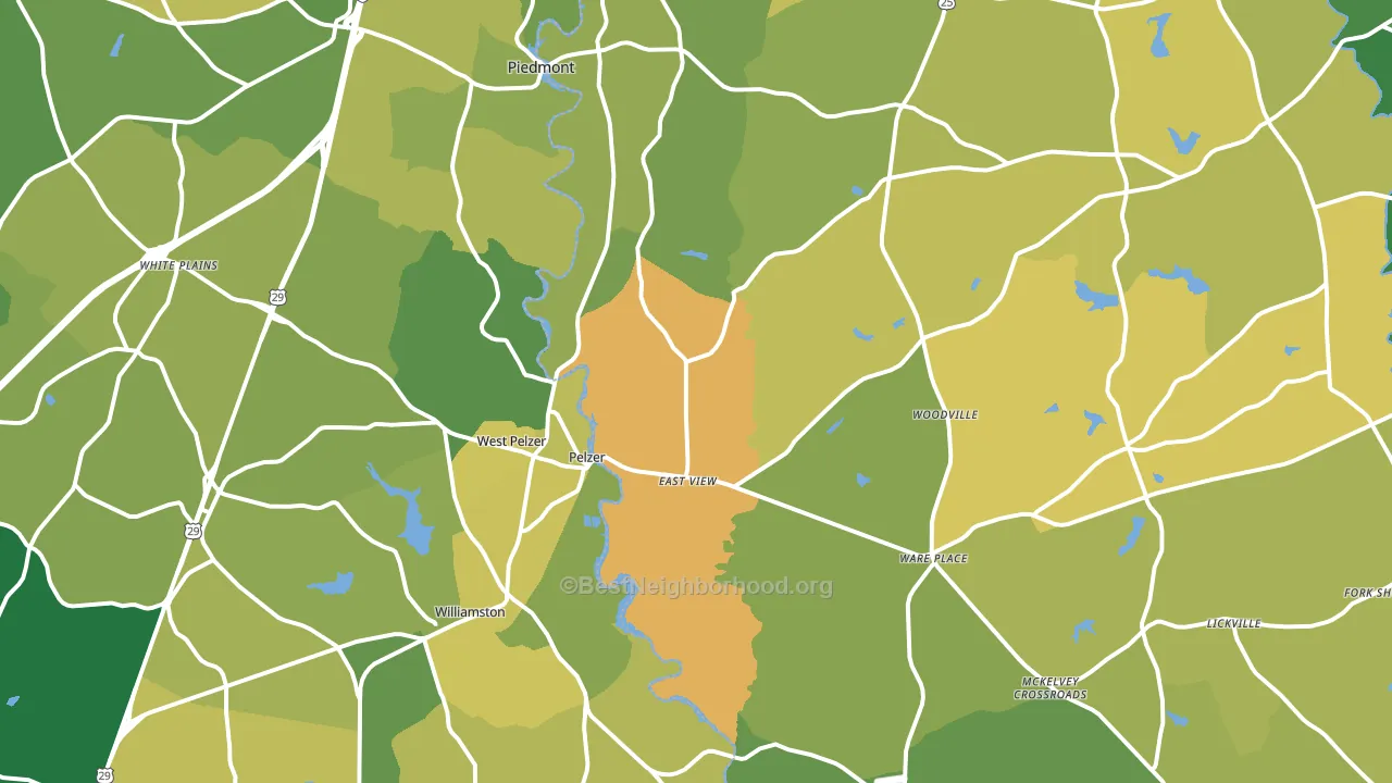 Pelzer, SC block-group voter-turnout map