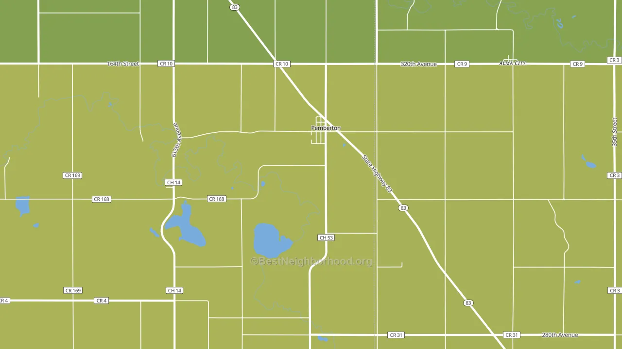 Pemberton, MN block-group voter-turnout map