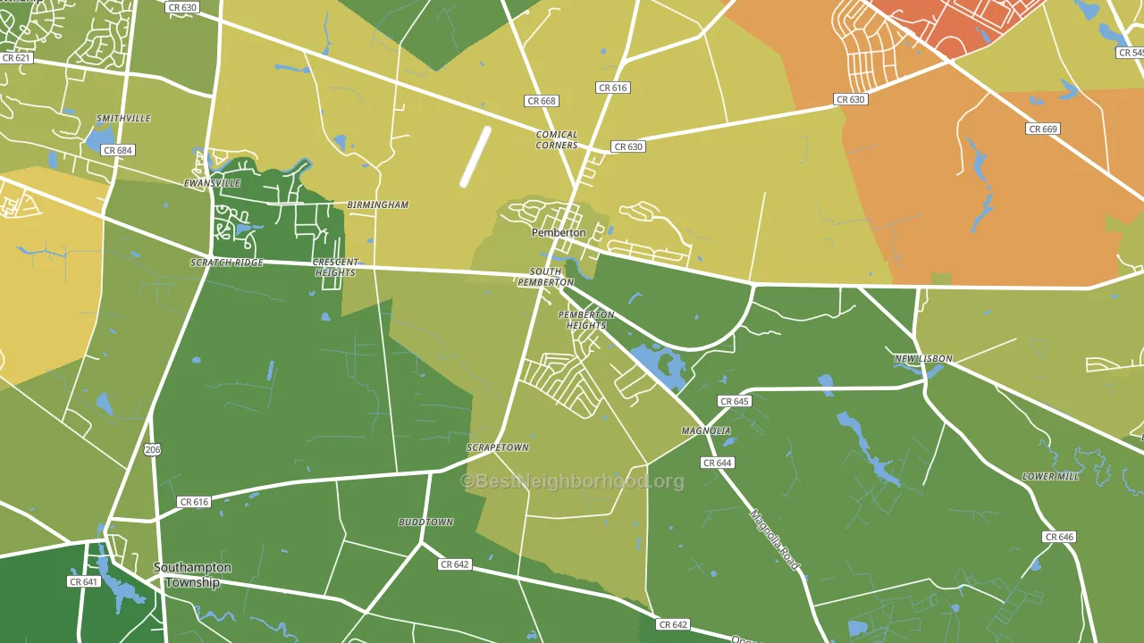 Pemberton, NJ block-group voter-turnout map