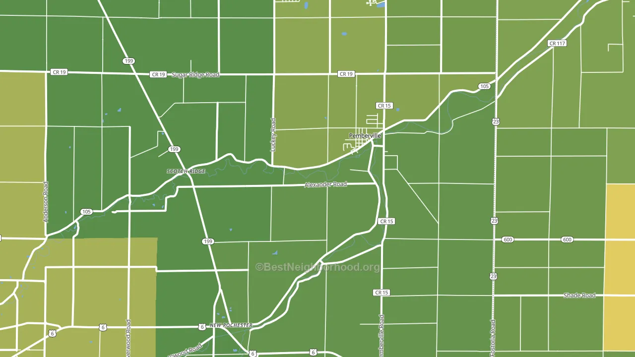 Pemberville, OH block-group voter-turnout map
