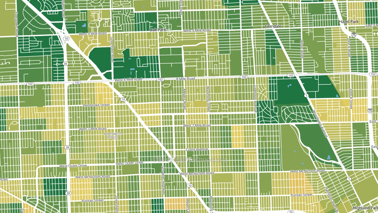 Pembroke, Detroit, MI block-group voter-turnout map