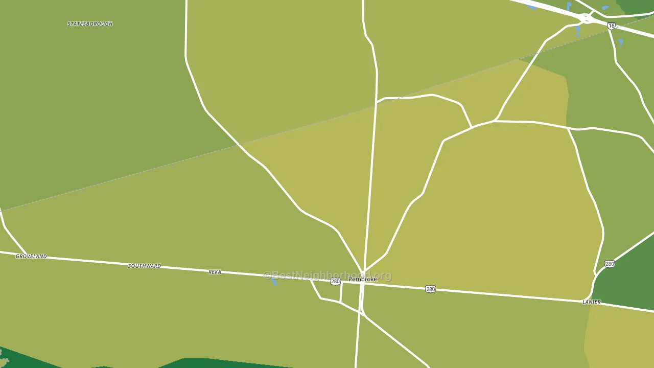 Pembroke, GA block-group voter-turnout map