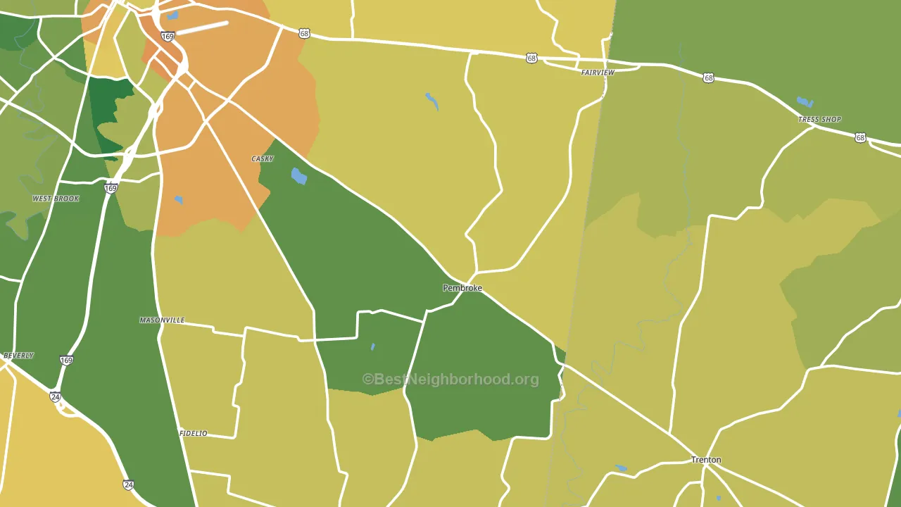 Pembroke, KY block-group voter-turnout map