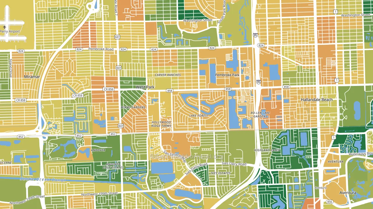 Pembroke Park, FL block-group voter-turnout map