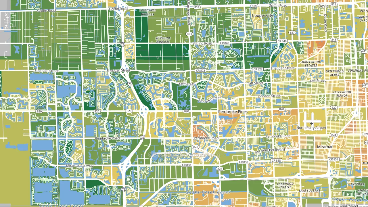 Pembroke Pines, FL block-group voter-turnout map