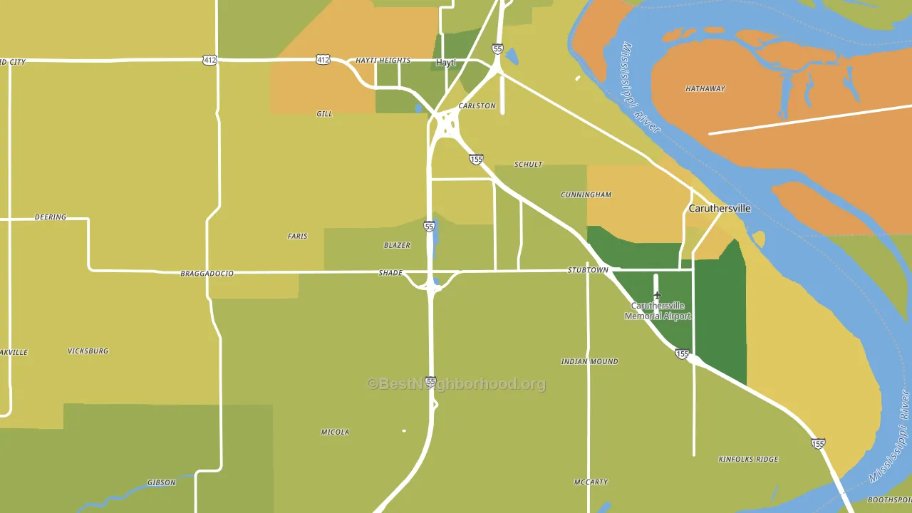 Pemiscot County, MO block-group voter-turnout map
