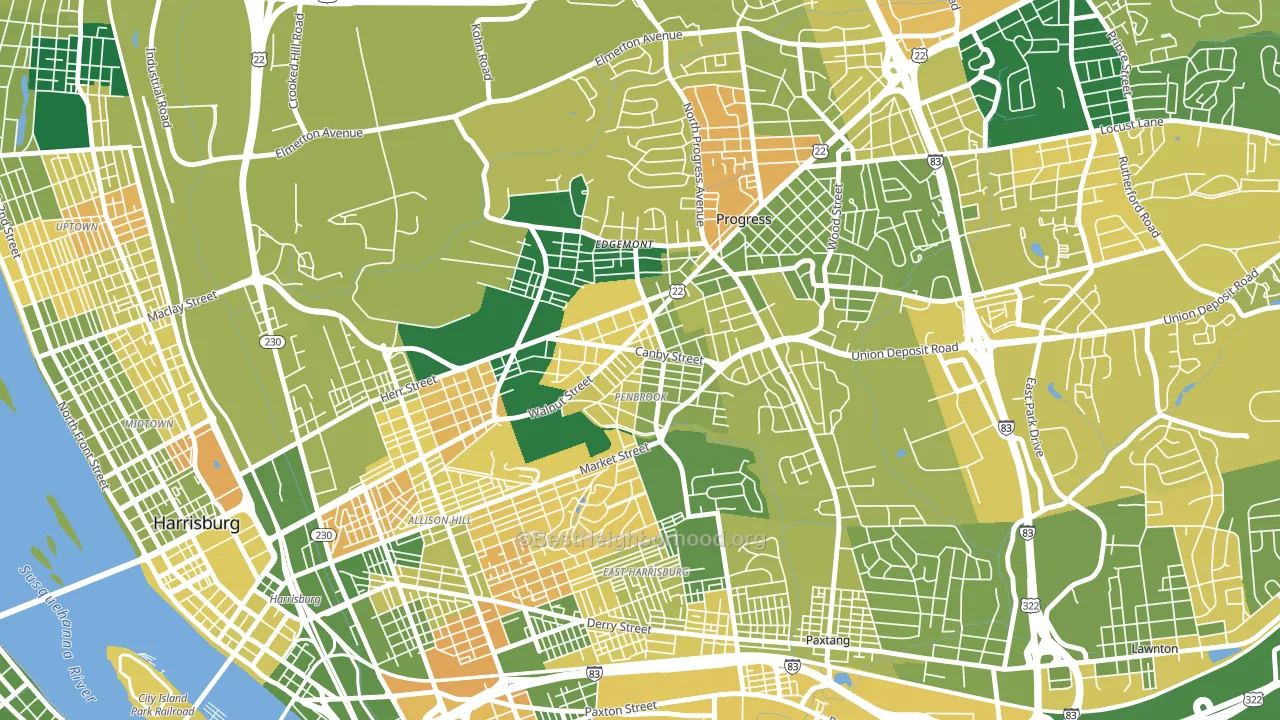 Penbrook, PA block-group voter-turnout map