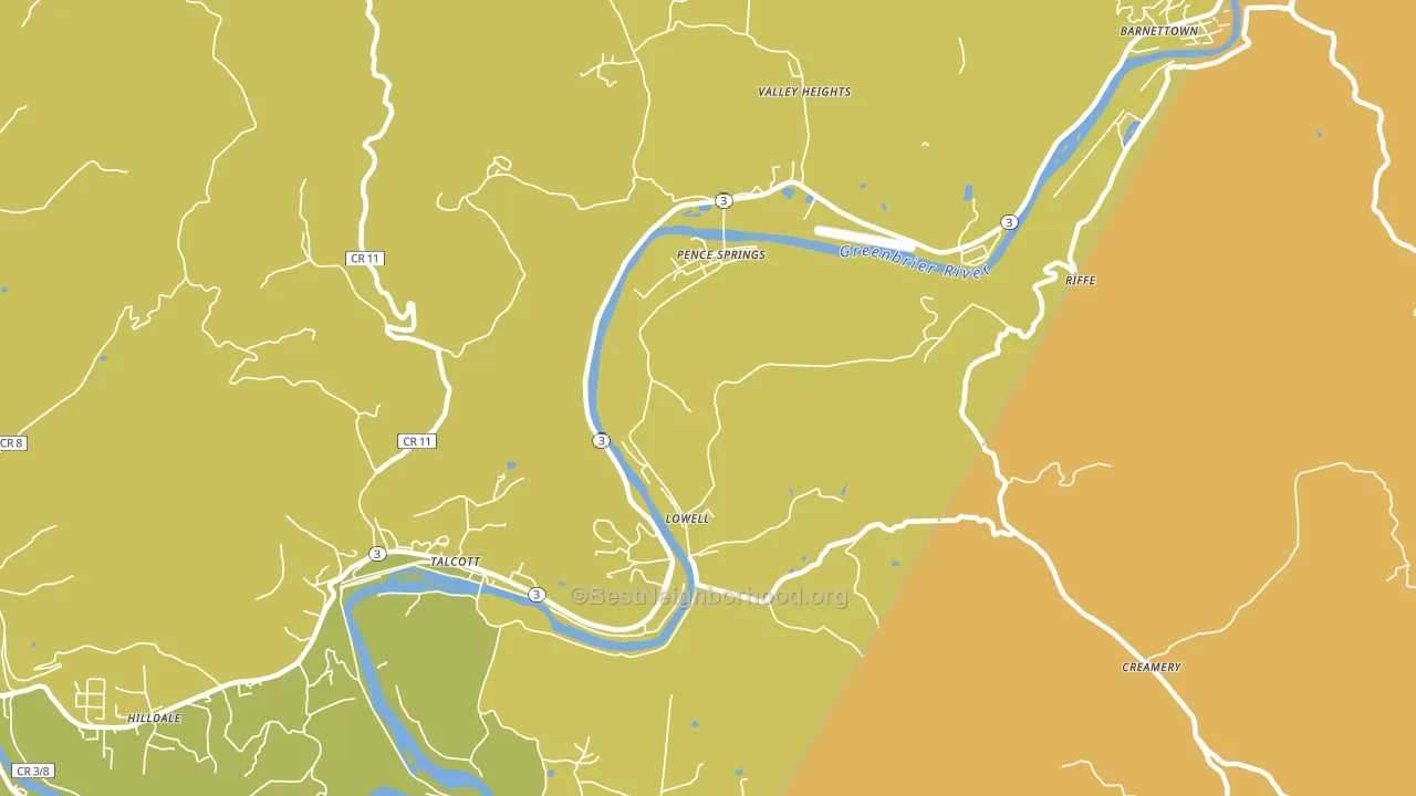 Pence Springs, WV block-group voter-turnout map
