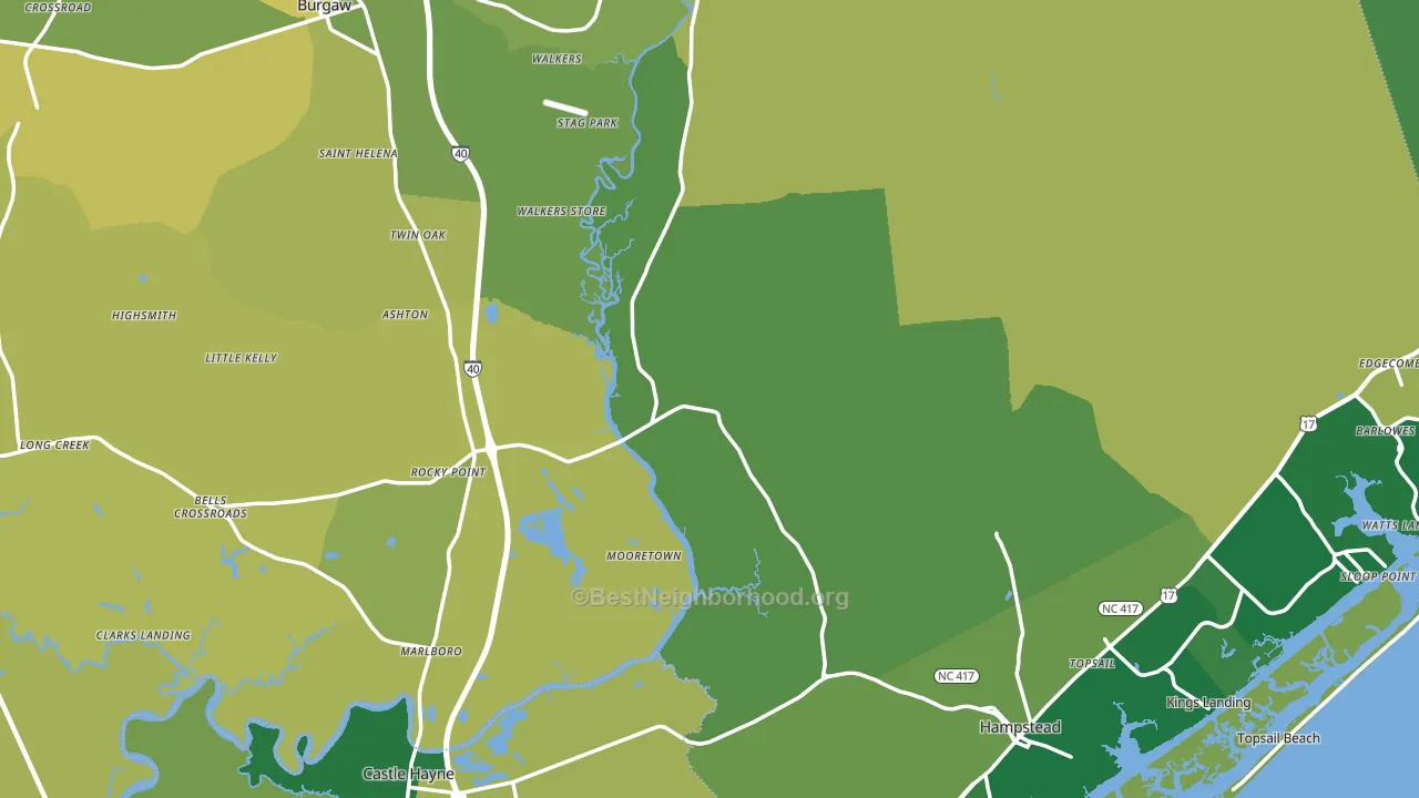 Pender County, NC block-group voter-turnout map