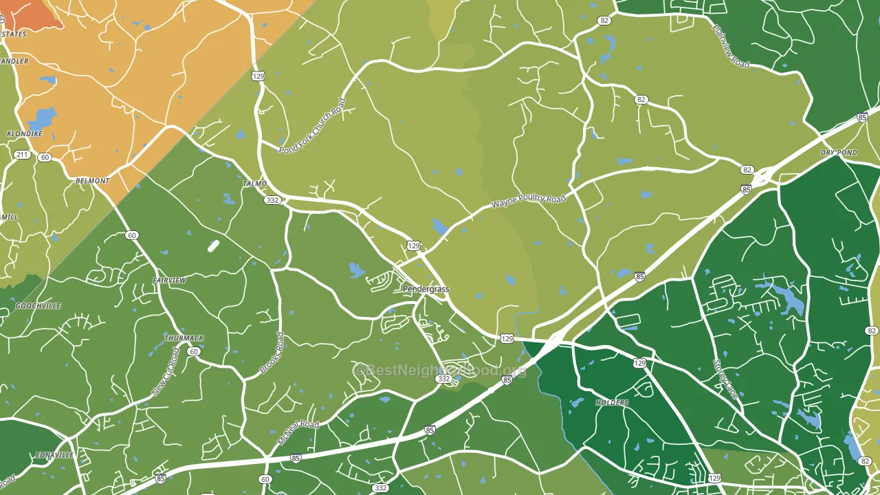 Pendergrass, GA block-group voter-turnout map