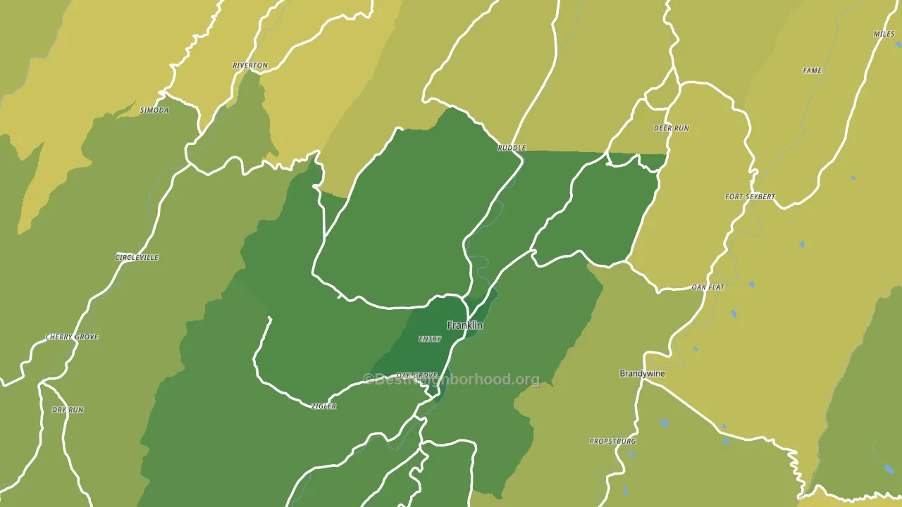 Pendleton County, WV block-group voter-turnout map