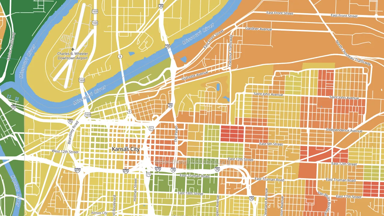 Pendleton Heights, Kansas City, MO block-group voter-turnout map