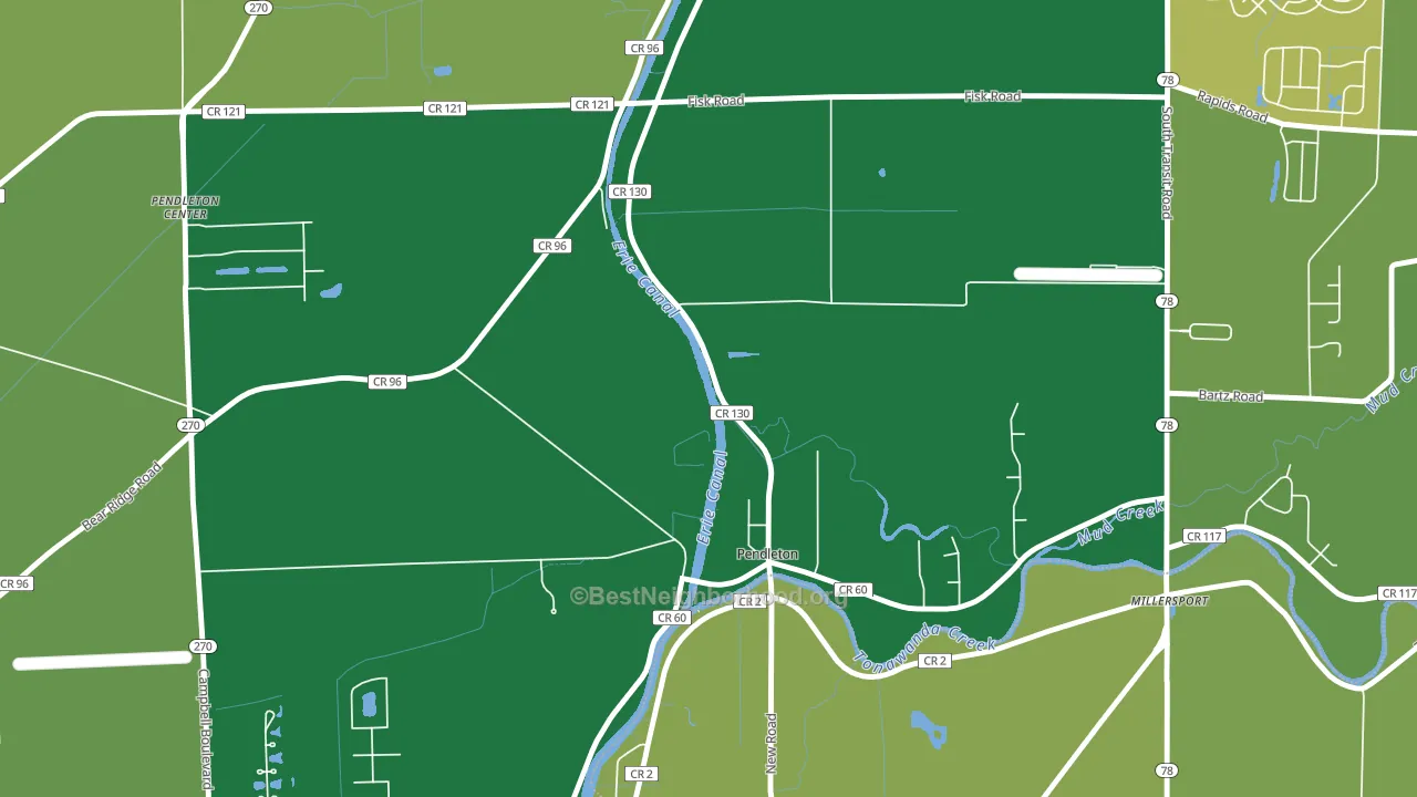 Pendleton, NY block-group voter-turnout map